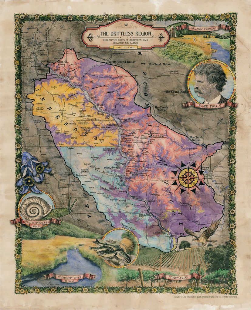 Iowa Driftless Area Map Travel Tuesday Map Feature: 148 The Driftless Region Map Designed By Lisa  Middleton - Great River Arts